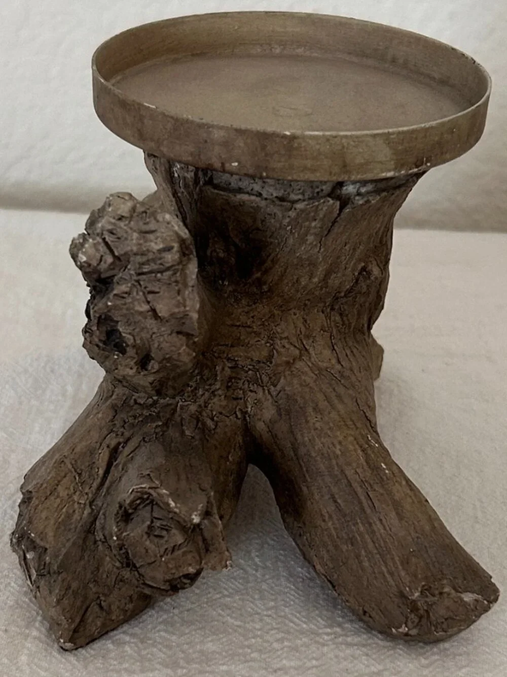 VINTAGE Faux Bois Fake Wood Candle Holder